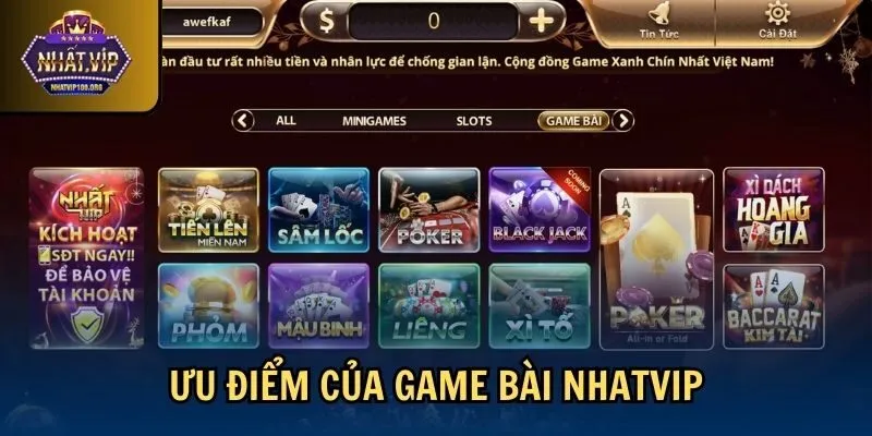 uu diem game bai nhatvip Ưu điểm của game bài Nhatvip